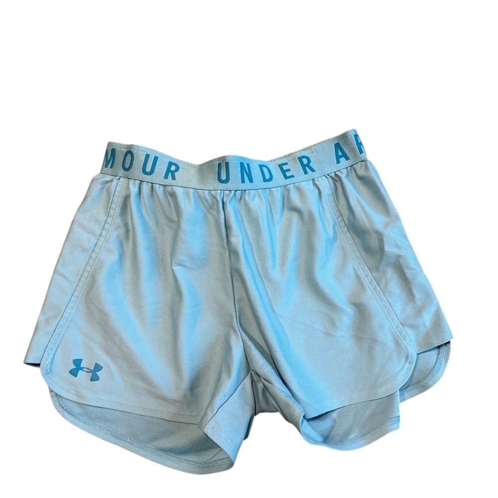 Under Armour Play Up 3.0 Shorts Light Blue Athletic Gym Running Womens XS